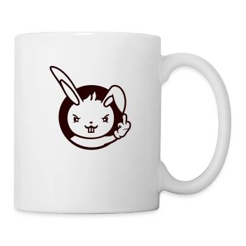 Hase Mittelfinger Zeigen Böse Frech Beleidigend - Tasse - Weiß - Rechts