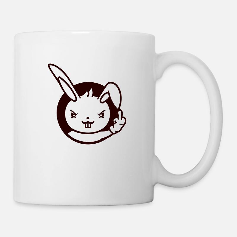 Hase Mittelfinger Zeigen Böse Frech Beleidigend - Tasse - Weiß