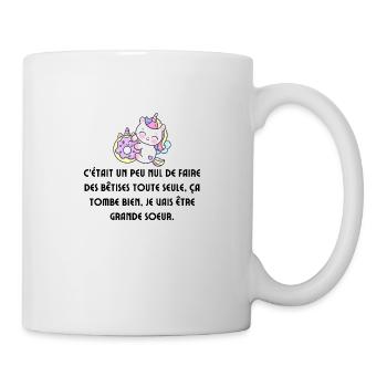 Enfant Future Grande Soeur Drôle Annonce Licorne - Mug blanc - blanc - Droite