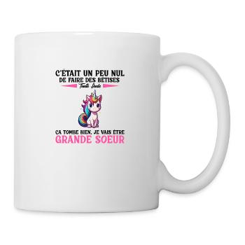 Enfant Future Grande Soeur Drôle Annonce Licorne - Mug blanc - blanc - Droite