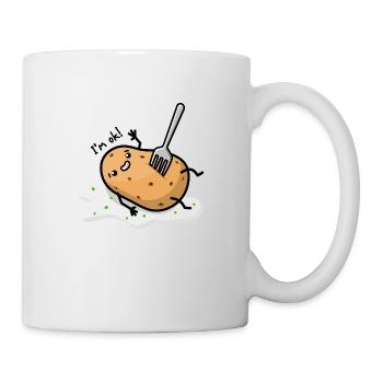 Kawaii Kartoffel mit Gabel im Bauch - Tasse - Weiß - Rechts
