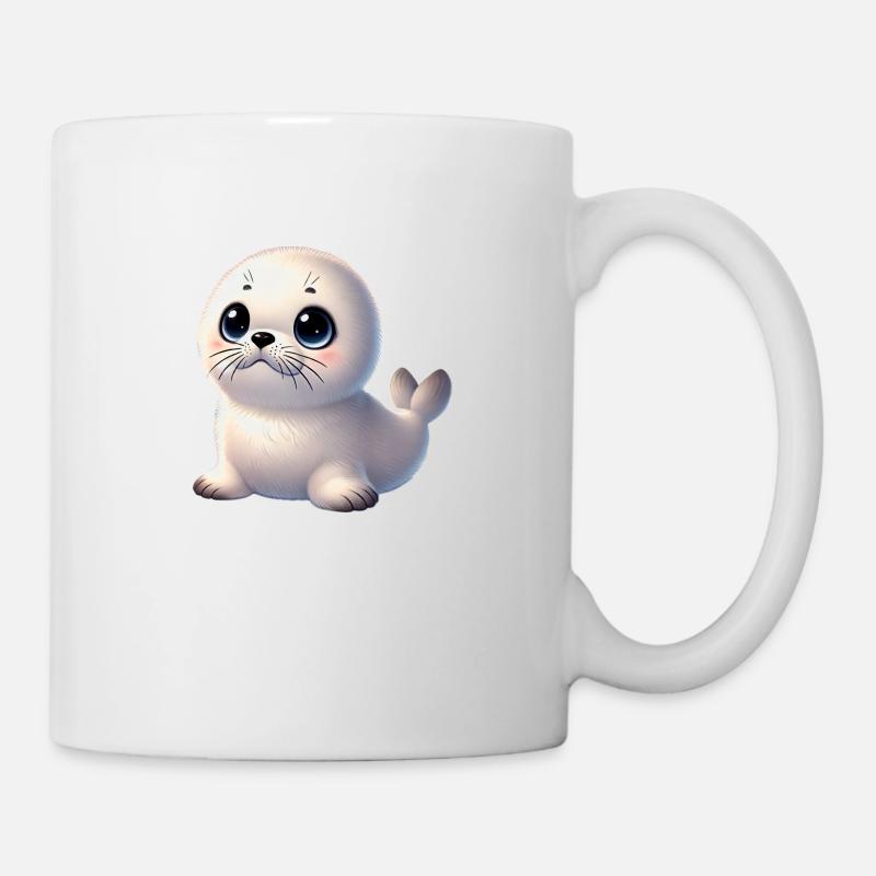 Robbenbaby mit großen Augen - Tasse - Weiß