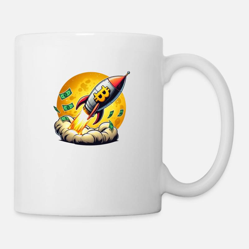 Bitcoin-Rakete zum Mond - Tasse - Weiß