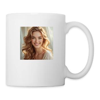 Beautiful Girl with Shiny hair - Mug - white - Right