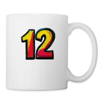 12 Zahl Bunt - Tasse - Weiß - Rechts
