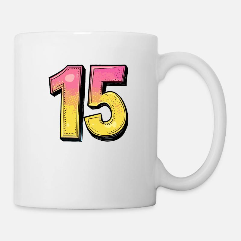 15 Number Colorful - Mug - white