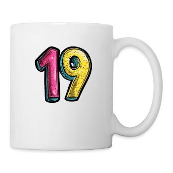 19 Zahl Bunt - Tasse - Weiß - Rechts