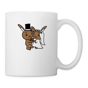 2 Bunnies Wedding Marry Groom Bride Engaged - Mug - white - Right
