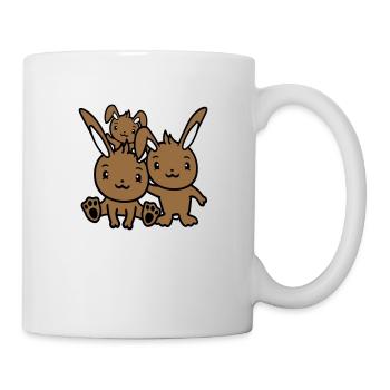 3 Lapins Famille Enfants Parents Trois Frères et sœurs Mignon - Mug blanc - blanc - Droite
