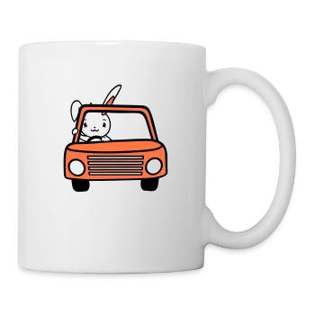 Hase Auto fahren Autofahrer Führerschein bestanden - Tasse - Weiß - Rechts