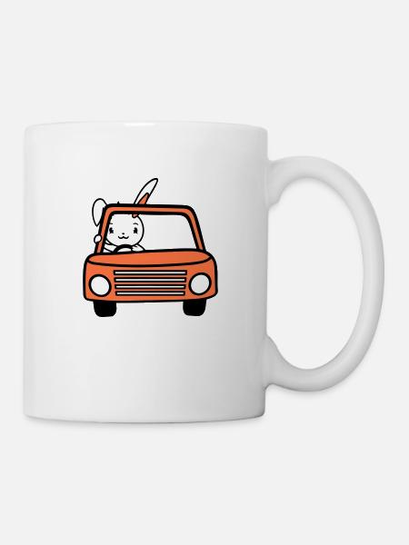 Rabbit Driving Car Driver Driving License Passed - Mug - white