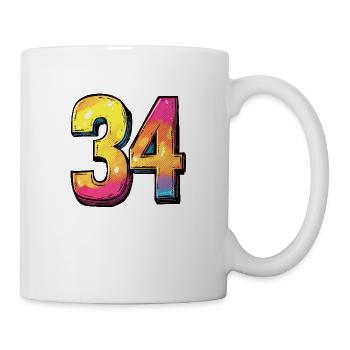 34 Zahl Bunt - Tasse - Weiß - Rechts
