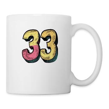 33 Zahl Bunt - Tasse - Weiß - Rechts
