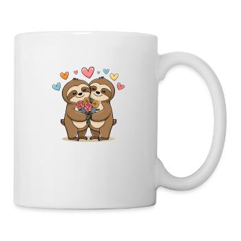 Paresseux amoureux mignons - Mug blanc - blanc - Droite