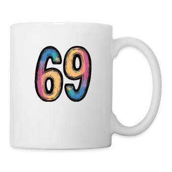 69 Zahl Bunt - Tasse - Weiß - Rechts