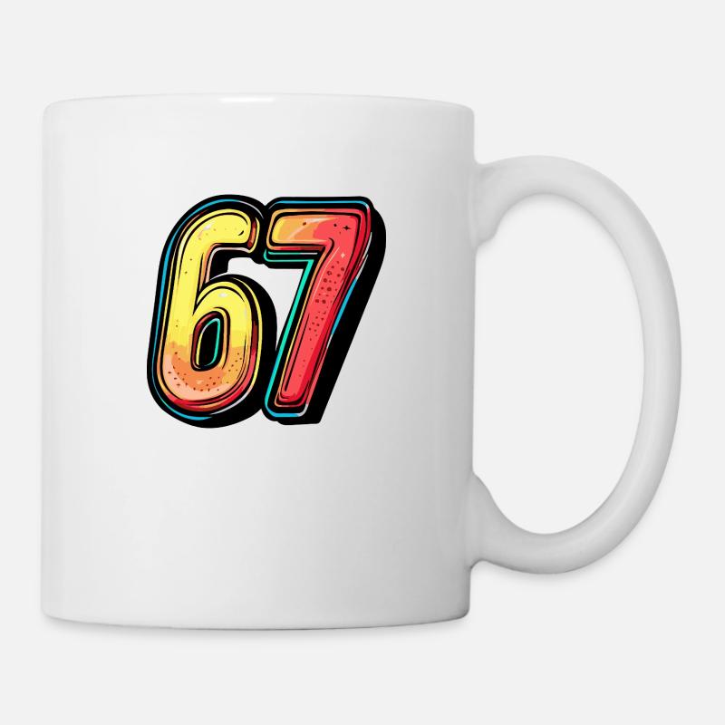 67 Zahl Bunt - Tasse - Weiß