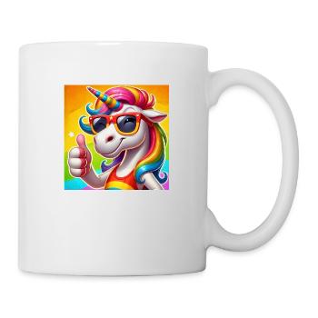 Licorne drôle avec des lunettes de soleil - glitter fun - Mug blanc - blanc - Droite
