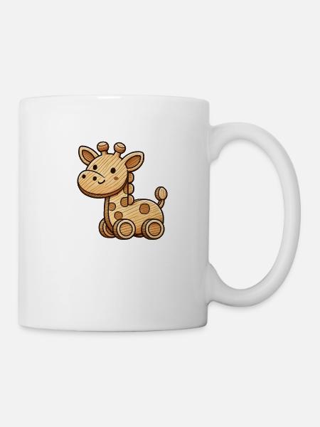 holz giraffe - Tasse - Weiß