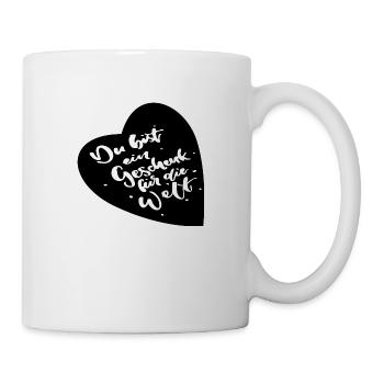 Du bist ein Geschenk für die Welt - Schwarz - Tasse - Weiß - Rechts