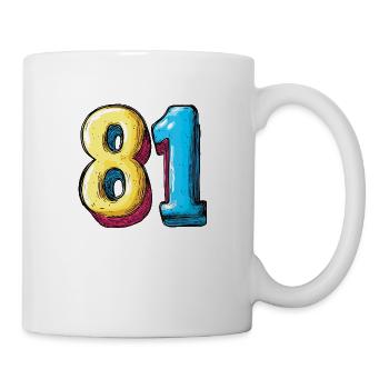 81 Zahl Bunt - Tasse - Weiß - Rechts