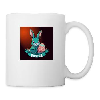 Der grüne Hase und das perfekte Osterei - Tasse - Weiß - Rechts
