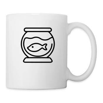 Fish Icon - Simple Black Outline Design - Tasse - Weiß - Rechts