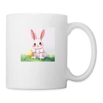 Goldenes Ostern und fröhlicher Hase - Tasse - Weiß - Rechts
