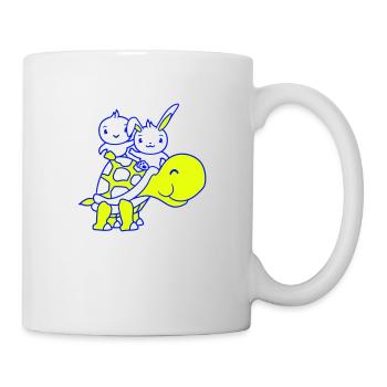 2 Bunny Bird Big Giant Turtle Waving Team - Mug - white - Right