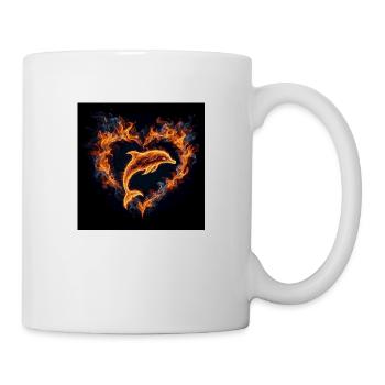 Dauphin Feu Cœur - Mug blanc - blanc - Droite