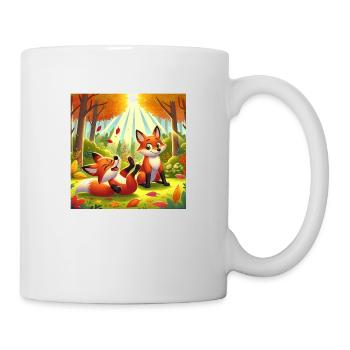 Mignons et joyeux petits renards dans la forêt - Mug blanc - blanc - Droite