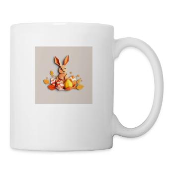Origami-ostern-Hase zwischen Frühlingsblättern - Tasse - Weiß - Rechts