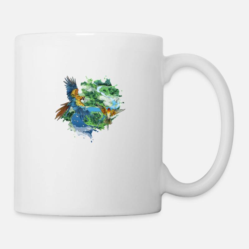 Parrots Flying Over the Jungle - Mug - white