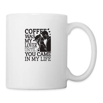 Love Over Coffee – Funny Romantic Tee - Mug - white - Right