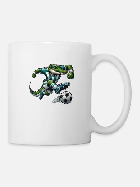 krokodil fussball - Tasse - Weiß