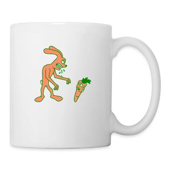 Hase Monster Böse gefräßig Karotte Möhre fressen - Tasse - Weiß - Rechts