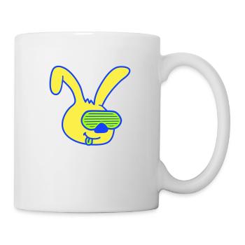 Hase Sonnenbrille Rillen Streifen Party feiern Fun - Tasse - Weiß - Rechts