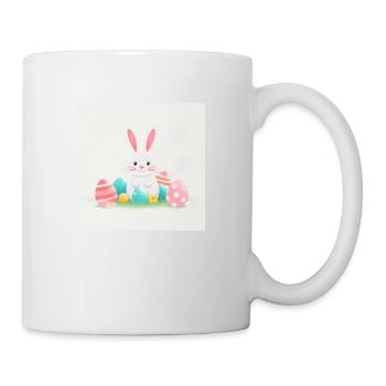 Hase mit Osterei - Tasse - Weiß - Rechts