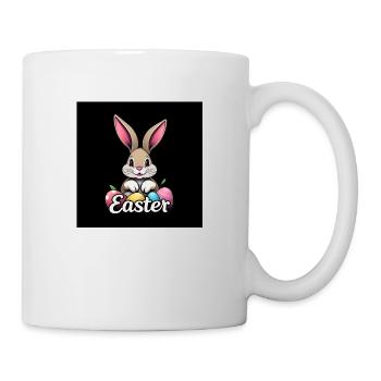 Bunte Ostern mit Hase - Tasse - Weiß - Rechts
