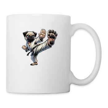 Pug Dog Karate Cartoon Martial Arts Training - Mug - white - Right