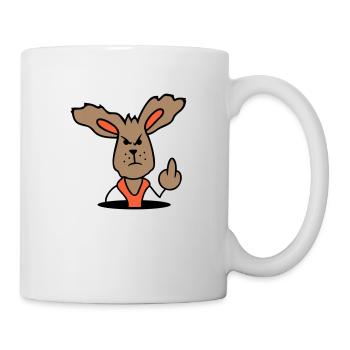 Hase Mittelfinger Zeigen Böse Frech Beleidigend - Tasse - Weiß - Rechts