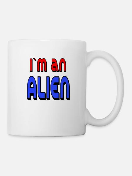 ALIEN 🛸 bold text in red and blue - Mug - white