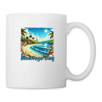 Montego Bay Jamaika Strand Palmen Grunge Urlaub - Tasse - Weiß - Rechts