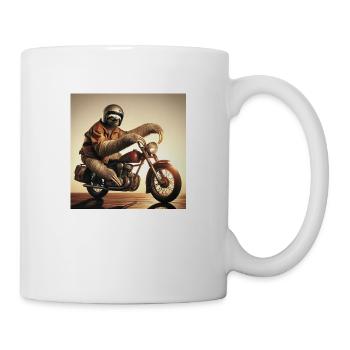 Faultier Biker Wanderer - Tasse - Weiß - Rechts