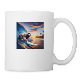 Faultier Wanderer Surfer - Tasse - Weiß - Rechts