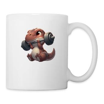 Süßer Chibi Dino Trainiert Mit Hantel - Tasse - Weiß - Rechts