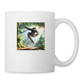 Faultier Wanderer Skateboarder - Tasse - Weiß - Rechts