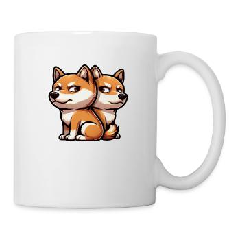 Cute Shiba Inu Cartoon Funny Skeptical Look - Mug - white - Right