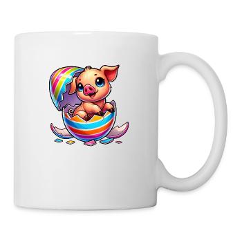 Mignon dessin animé cochon éclosion dans l’œuf de Pâques - Mug blanc - blanc - Droite