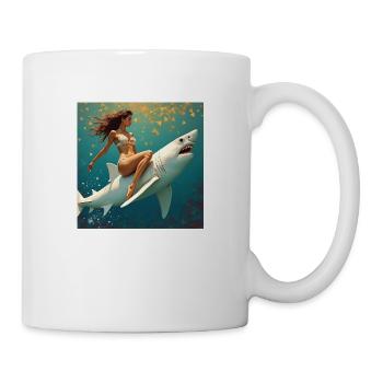 Balade avec requin - Mug blanc - blanc - Droite