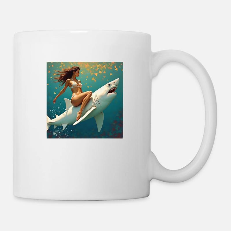 Hai reiten - Tasse - Weiß